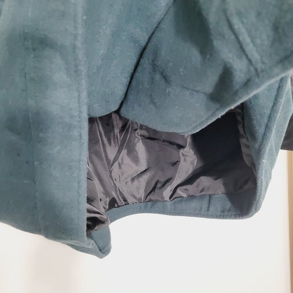 Asos Curve Faux Leather Zip Moto Jacket Wool Blend Coat Black Teal Plus Size 16 - Picture 4 of 13